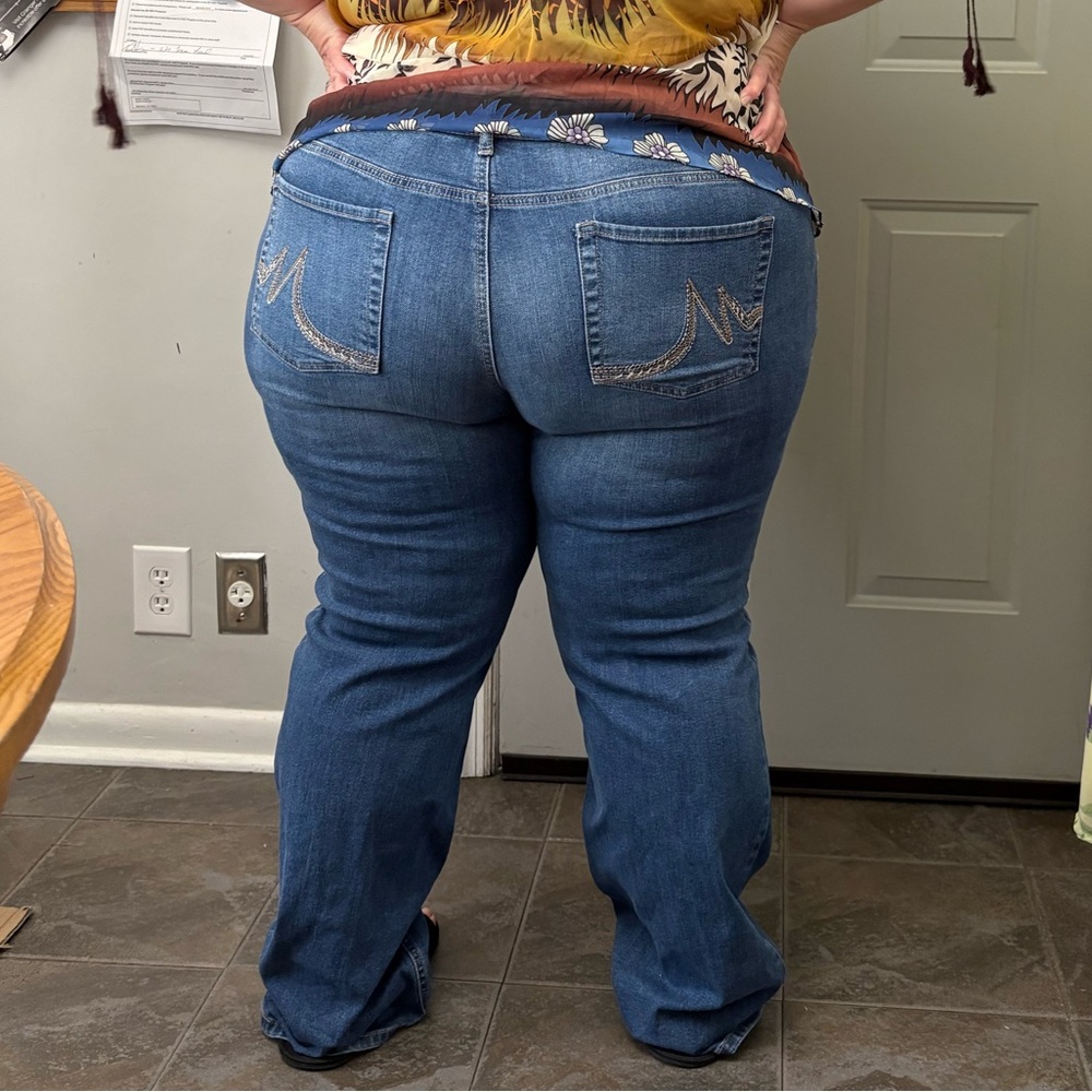 Maurices Long Blue Bootcut Jeans with Embroidered Back Pockets